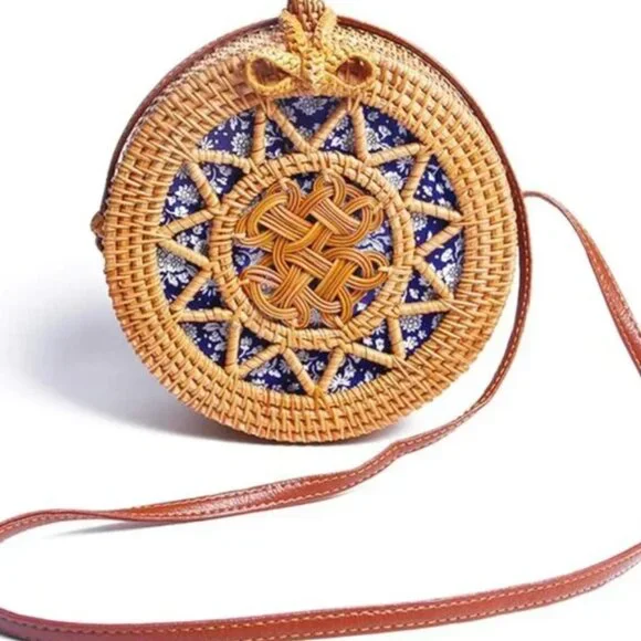 Shoulder Rattan Bag Straw Cross body - Picture 3 of 6